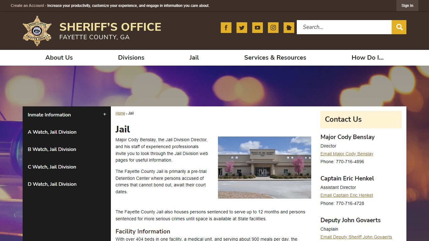 Jail | Fayette County Sheriff, GA